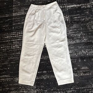 Express Cream Super High Rise Pleated Ankle Pants